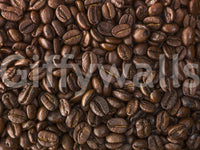 Artistic coffee mural featuring deep espresso colors


