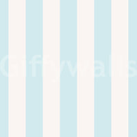 Stylish striped wallpaper with a baby blue and beige palette.

