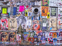 Creative mural with energetic brush patterns

