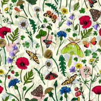 Sophisticated moth and wildflower wallpaper for contemporary homes.

