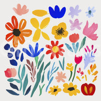 Artful mural blending color, nature, and abstraction

