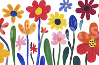 Modern mural with freeform botanical shapes and color

