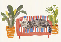 Calm and cuddly cat-themed mural in warm colors

