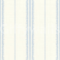 Natural linen wallpaper with blue boho stripes for interiors.

