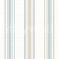 Coastal living room wallpaper with vertical stripes
