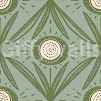 Olive green folk flowers in rustic design
