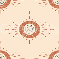 Organic floral wallpaper in soft terracotta palette

