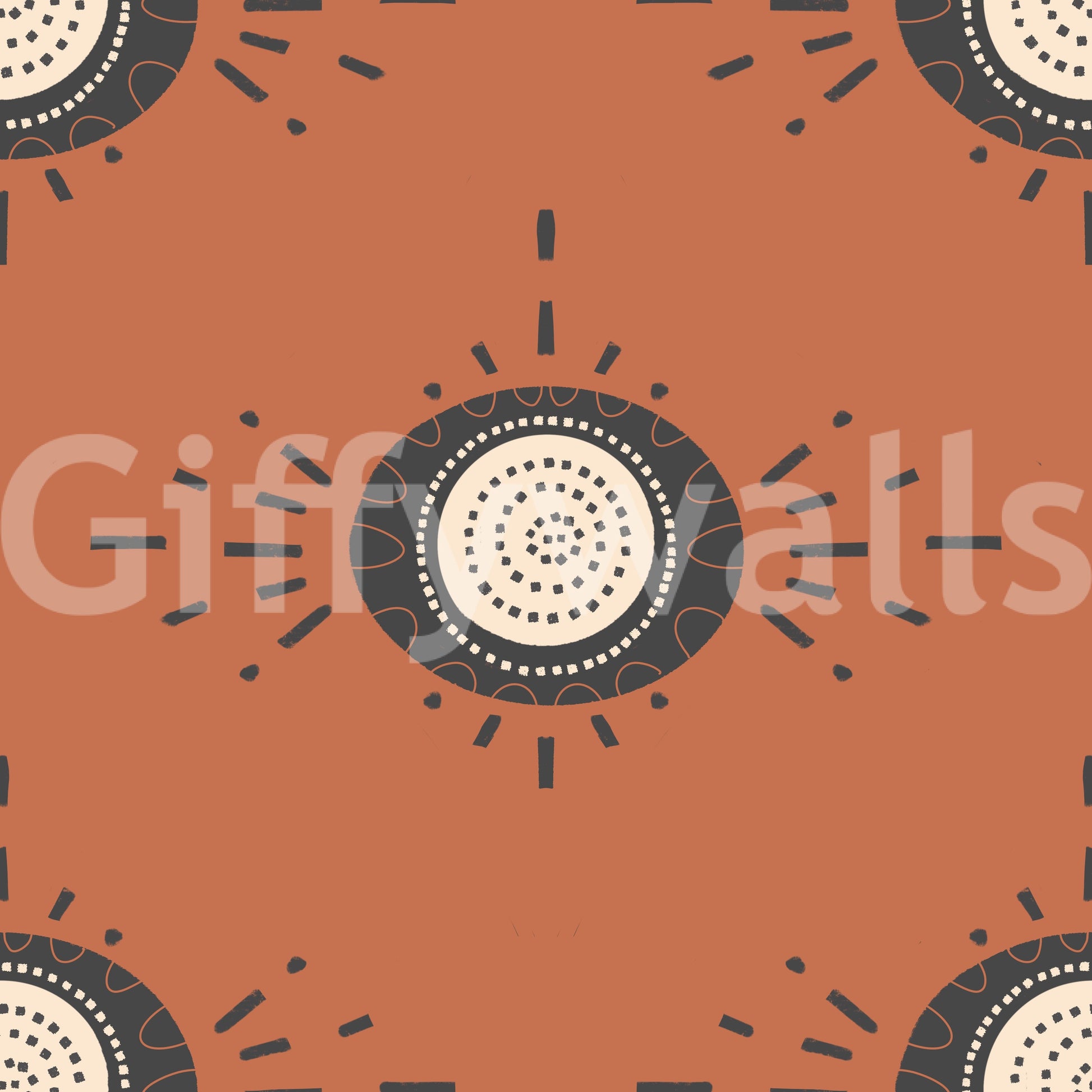 Terracotta Scandinavian wallpaper with simple florals