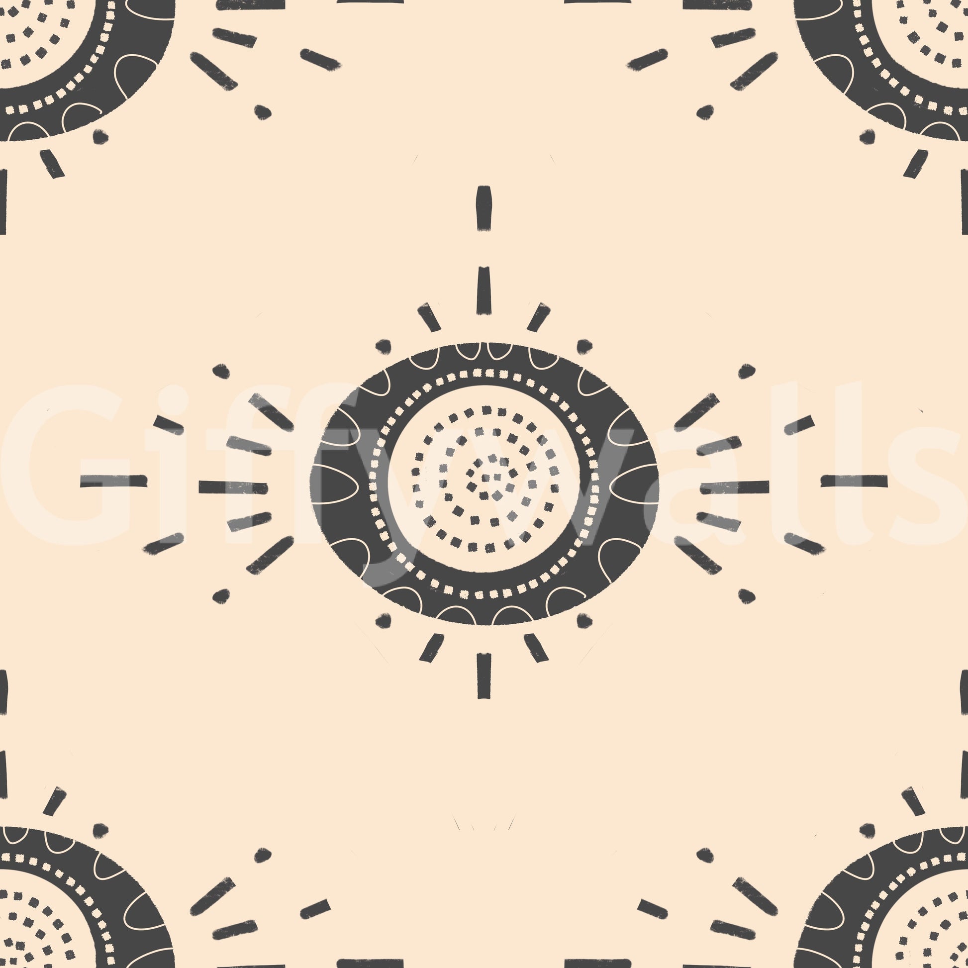 Mid-century modern floral wallpaper in cream

