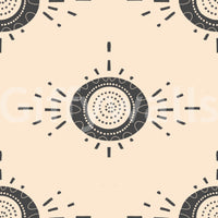 Mid-century modern floral wallpaper in cream

