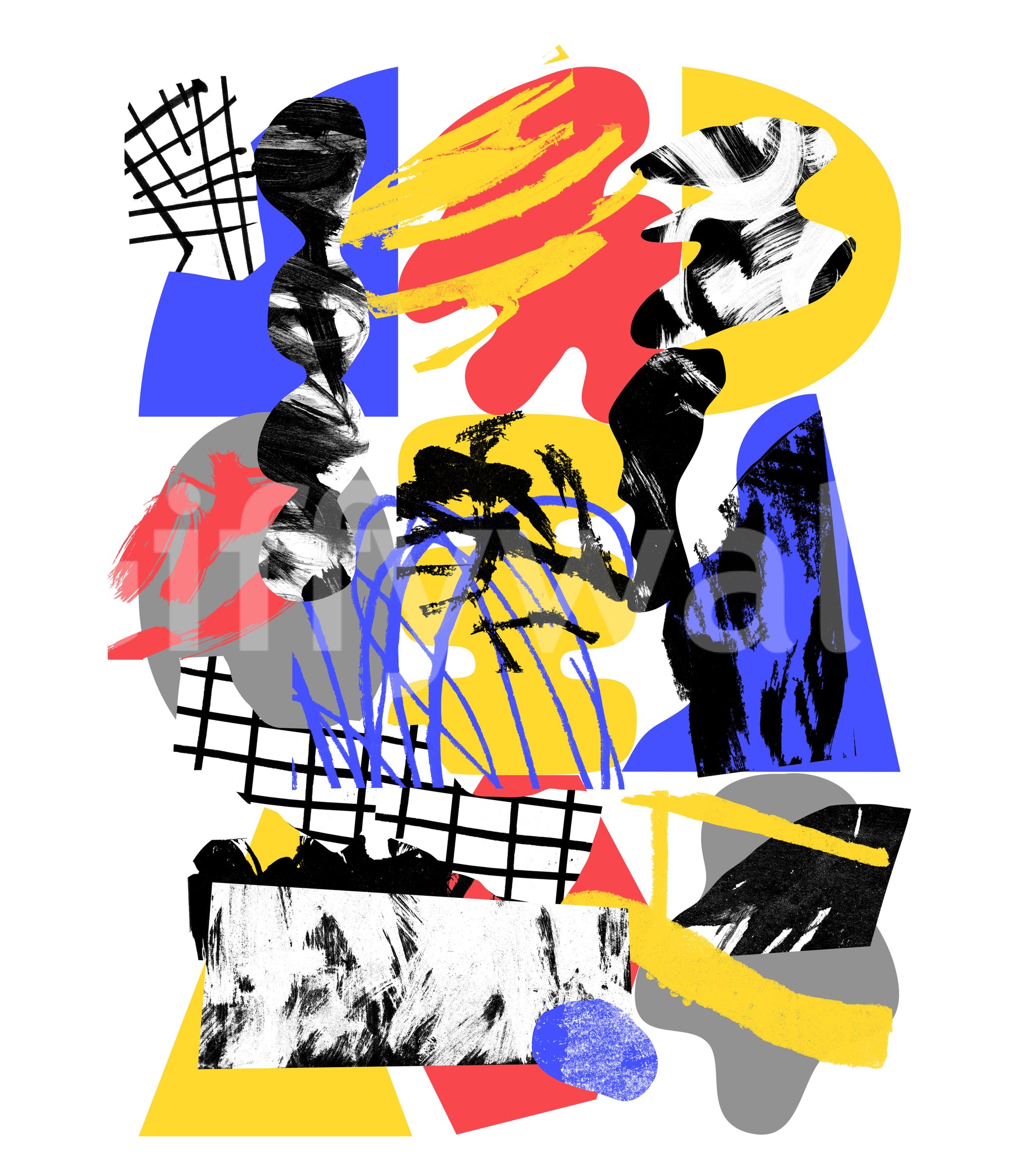 Calm wall mural with prism-inspired layout

