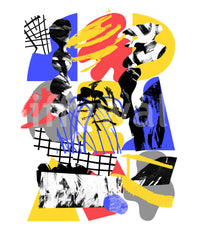 Calm wall mural with prism-inspired layout

