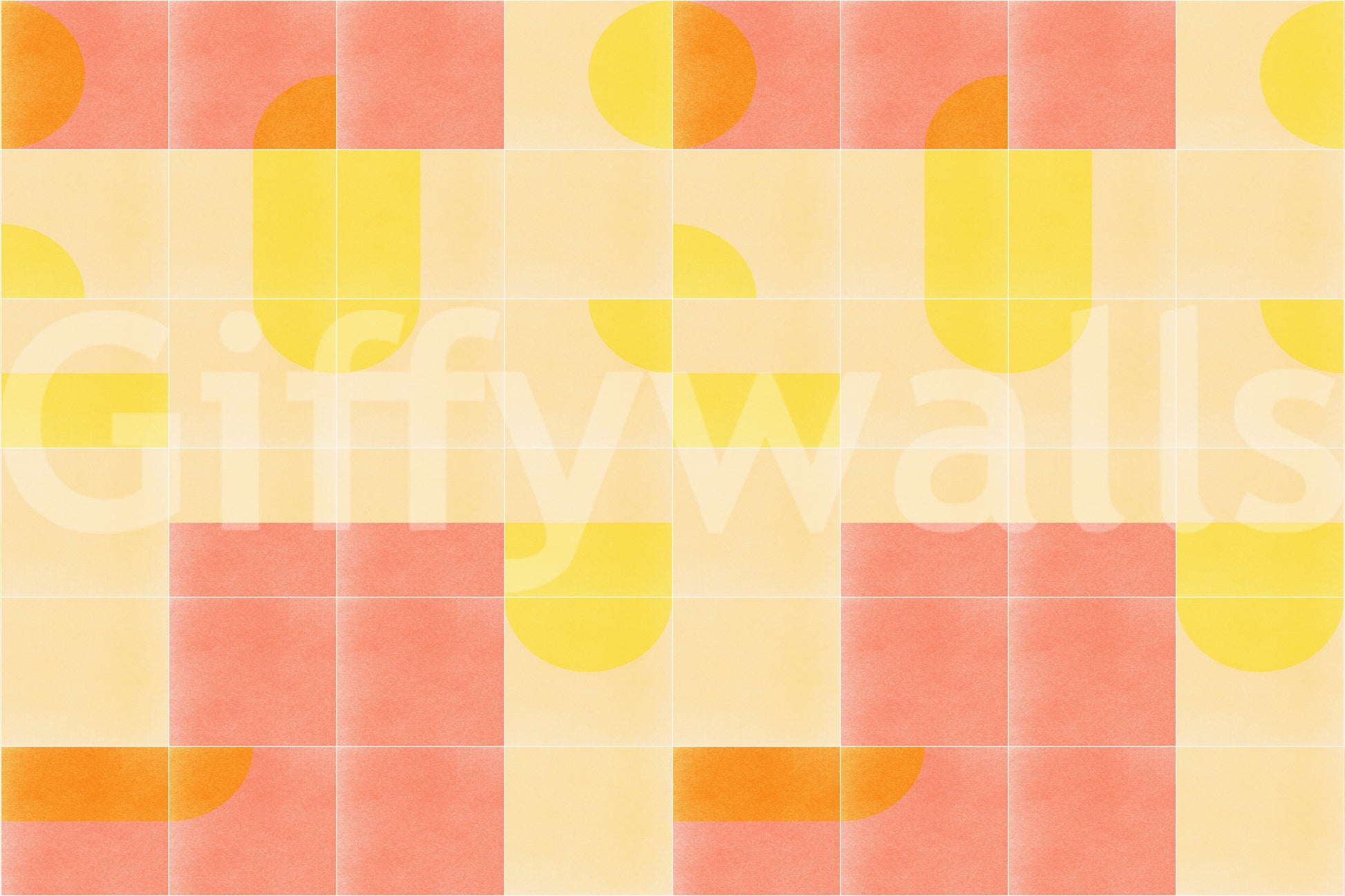 Clean and warm tile-inspired wall mural
