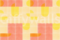 Clean and warm tile-inspired wall mural
