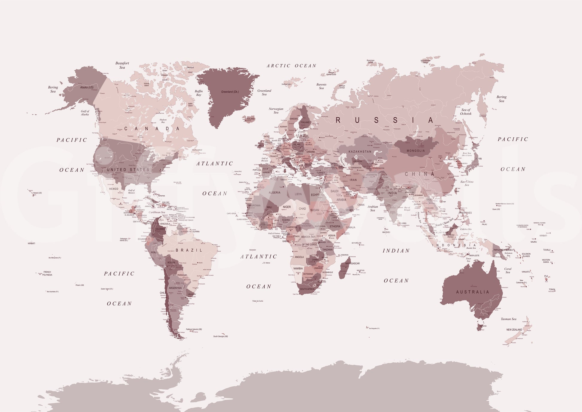 Geography design wall mural in modern tones

