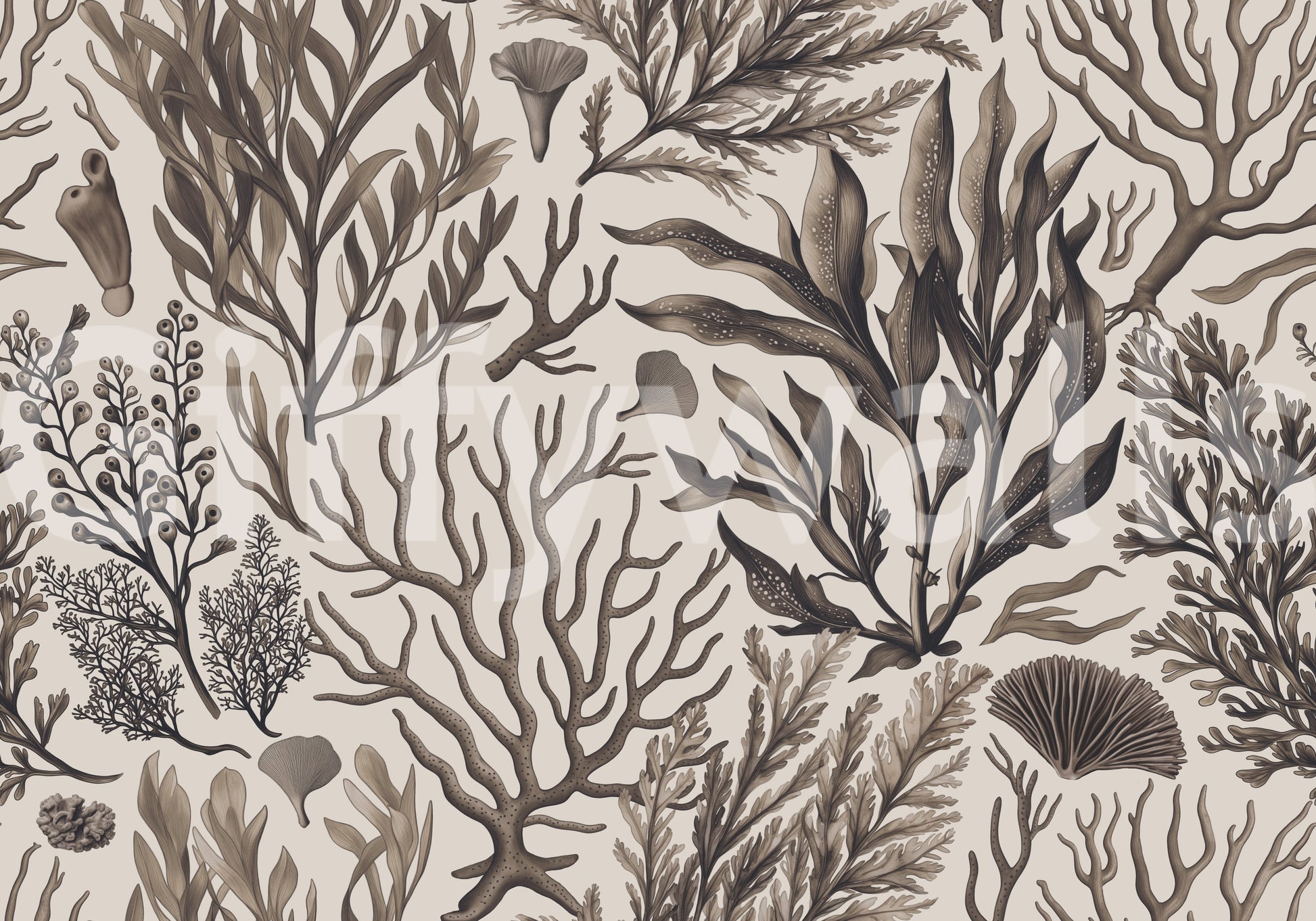 Soft underwater-inspired mural wallpaper design

