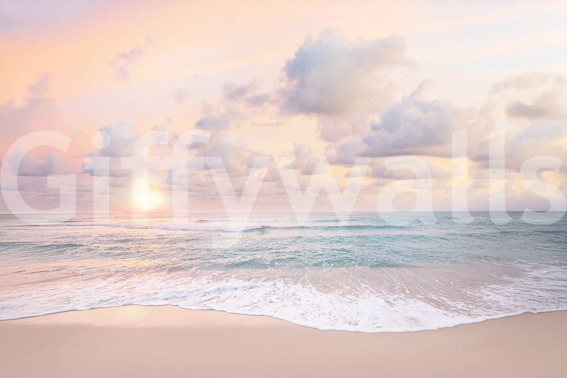 Light and airy morning mural for interiors

