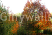 The Autumn Foliage mural gives the space a lively and natural feel.

