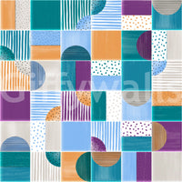 Celebrates abstract forms and vibrant hues.

