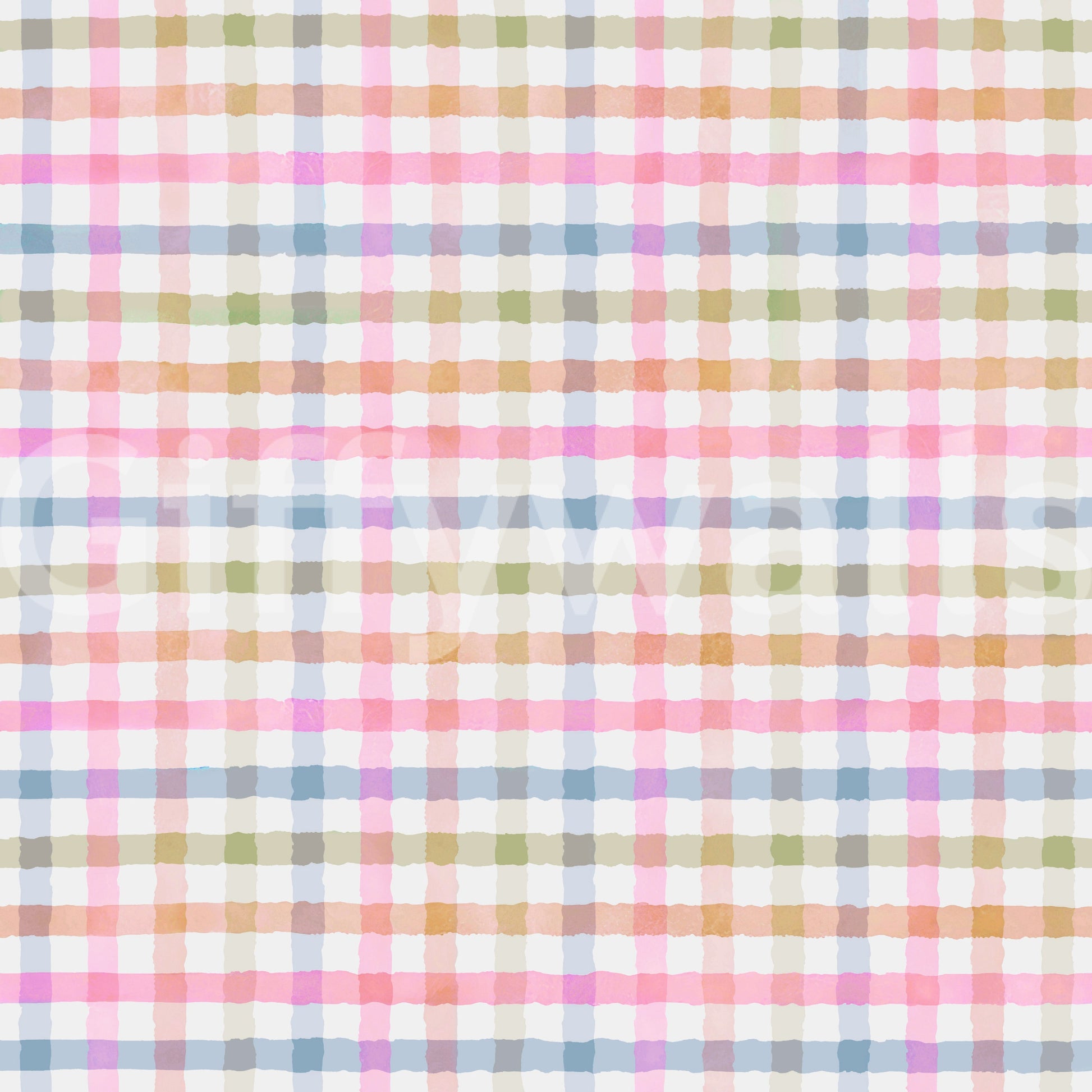 Soft pink and beige gingham wallpaper

