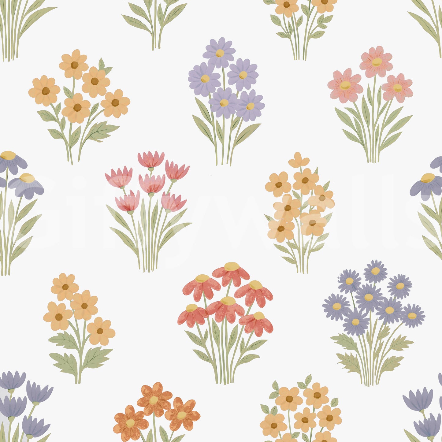 Calm and charming wildflower mural wallpaper

