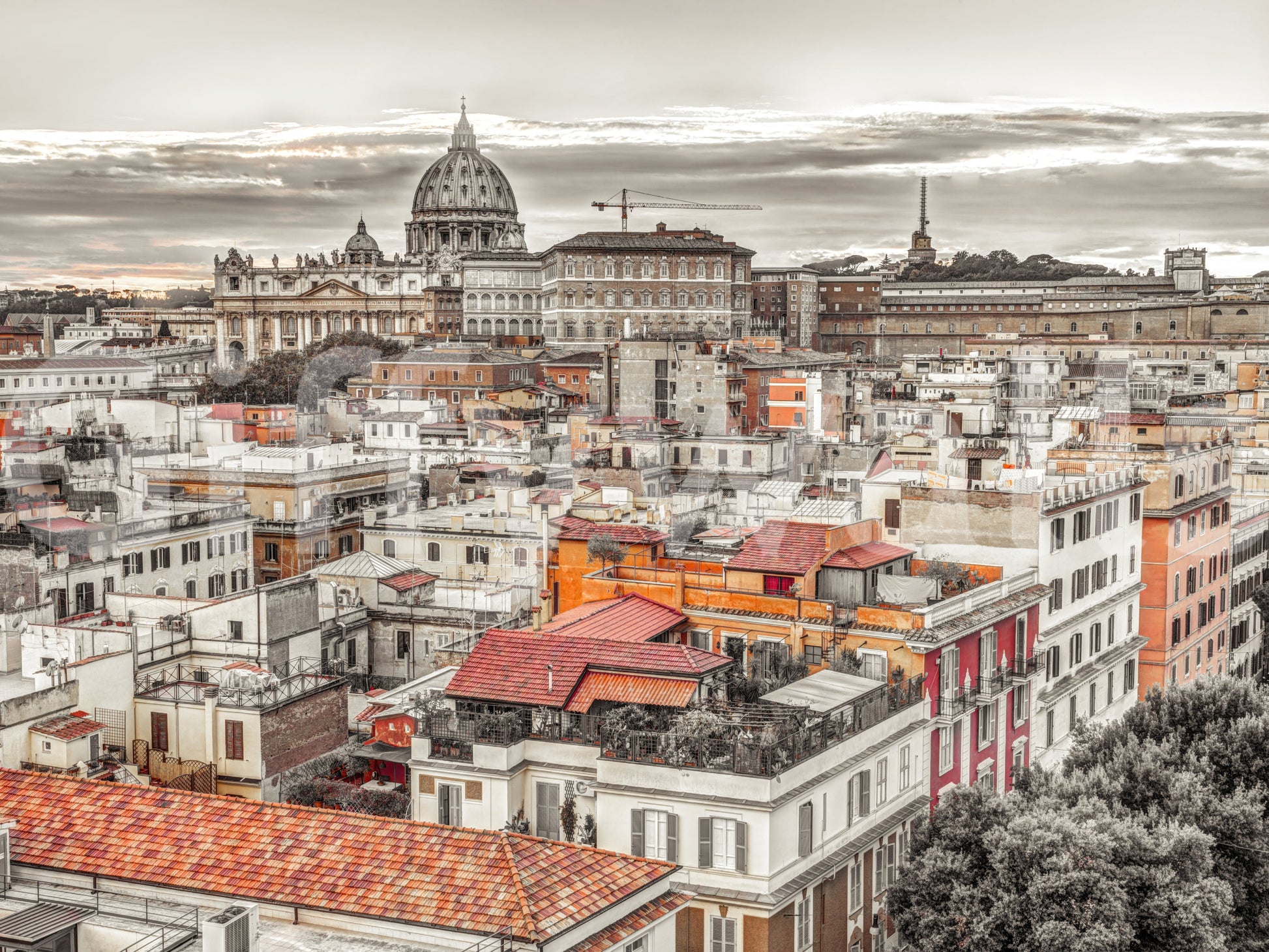 Classic Roman skyline art.

