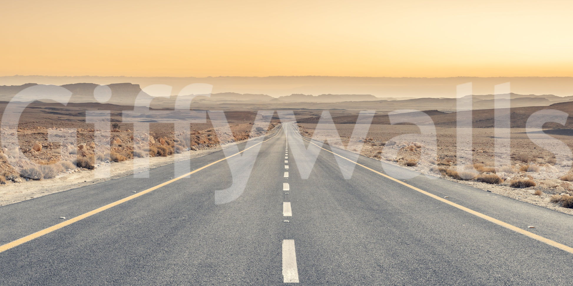 Wall decor evoking the open road.

