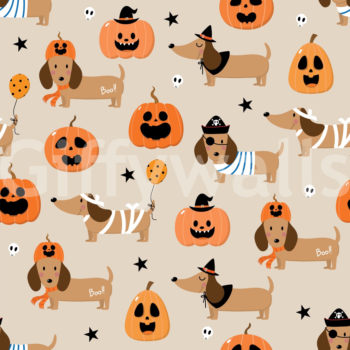 Halloween Doggies witch wall mural