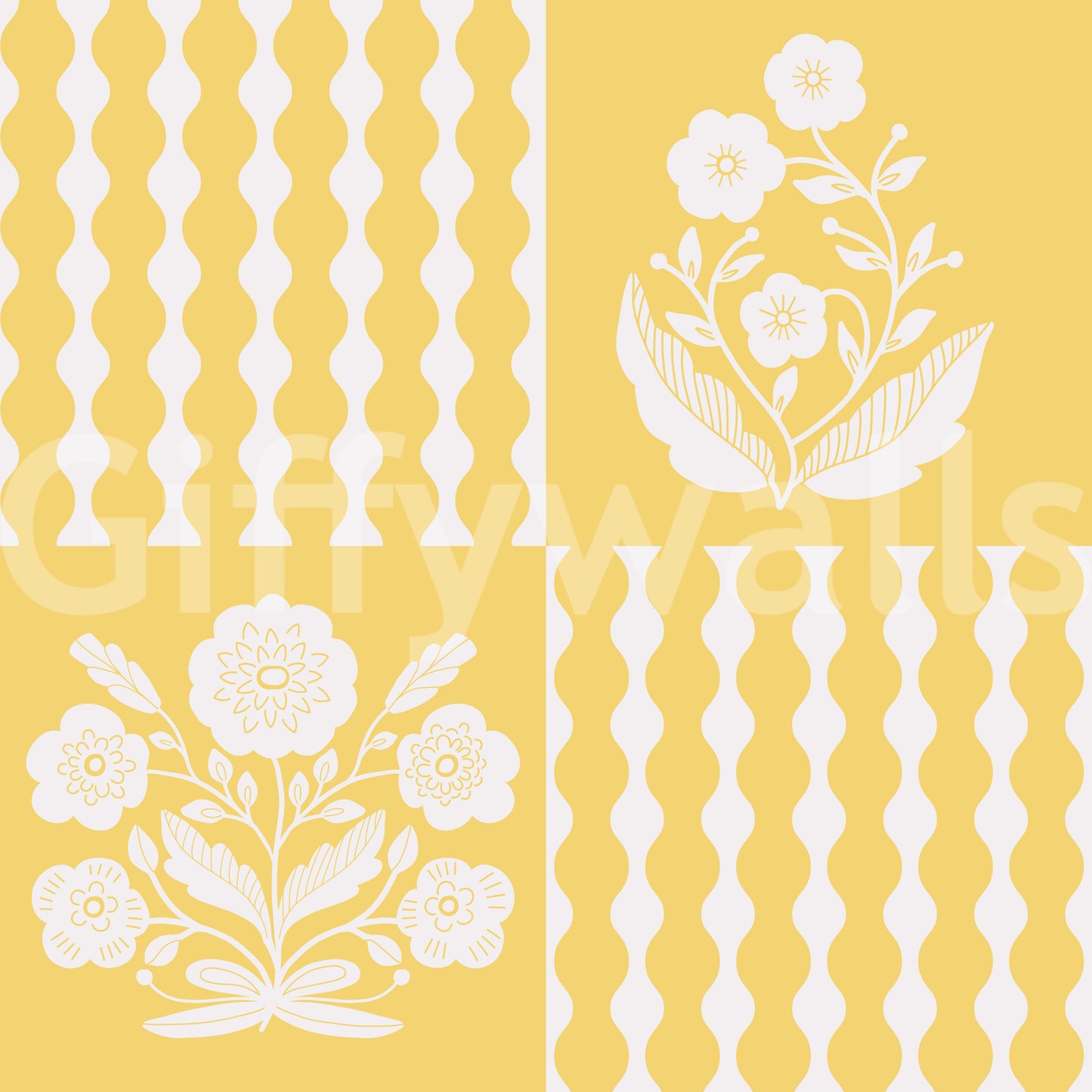 Wall decor evoking a sunlit garden.

