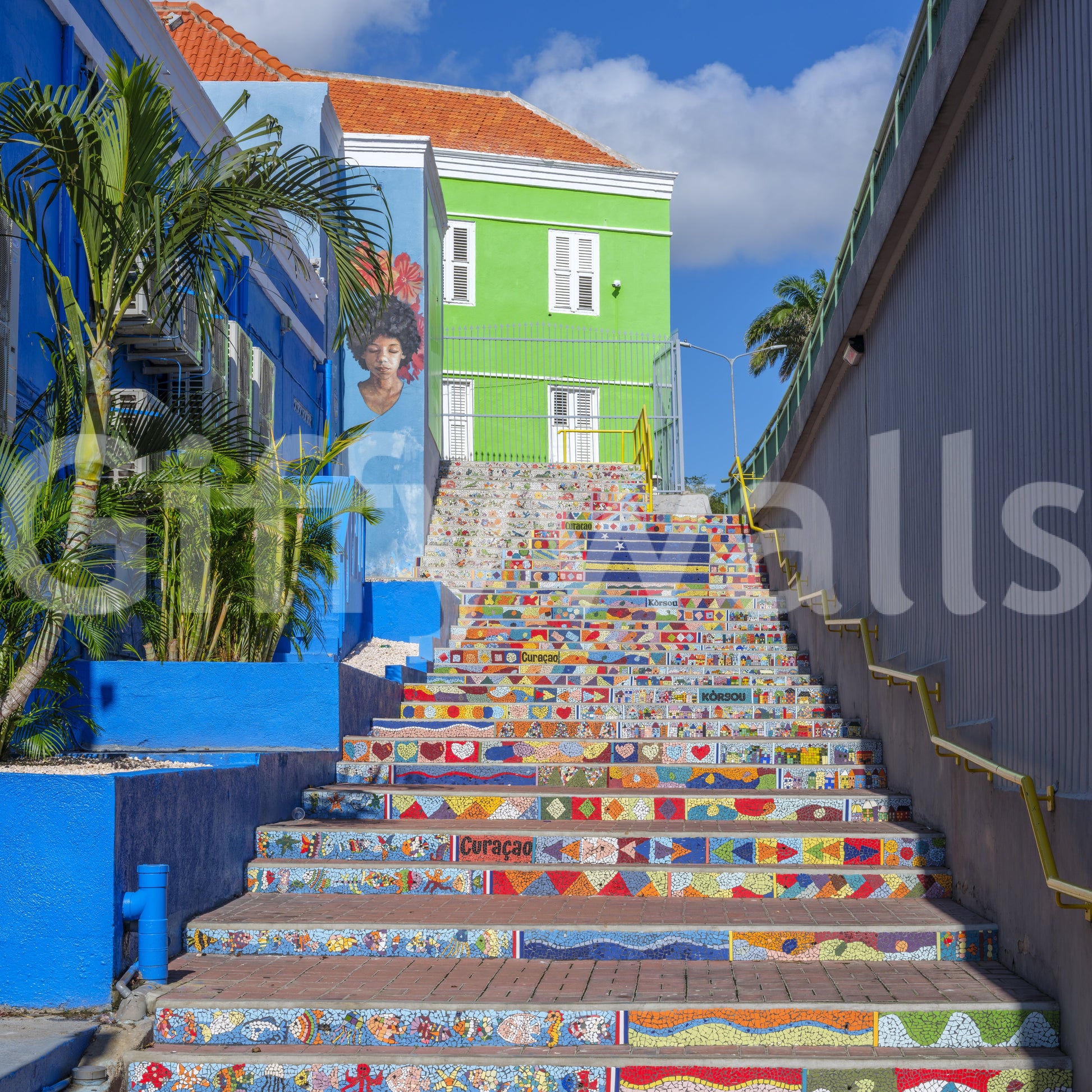 Unique steps illustration mural
