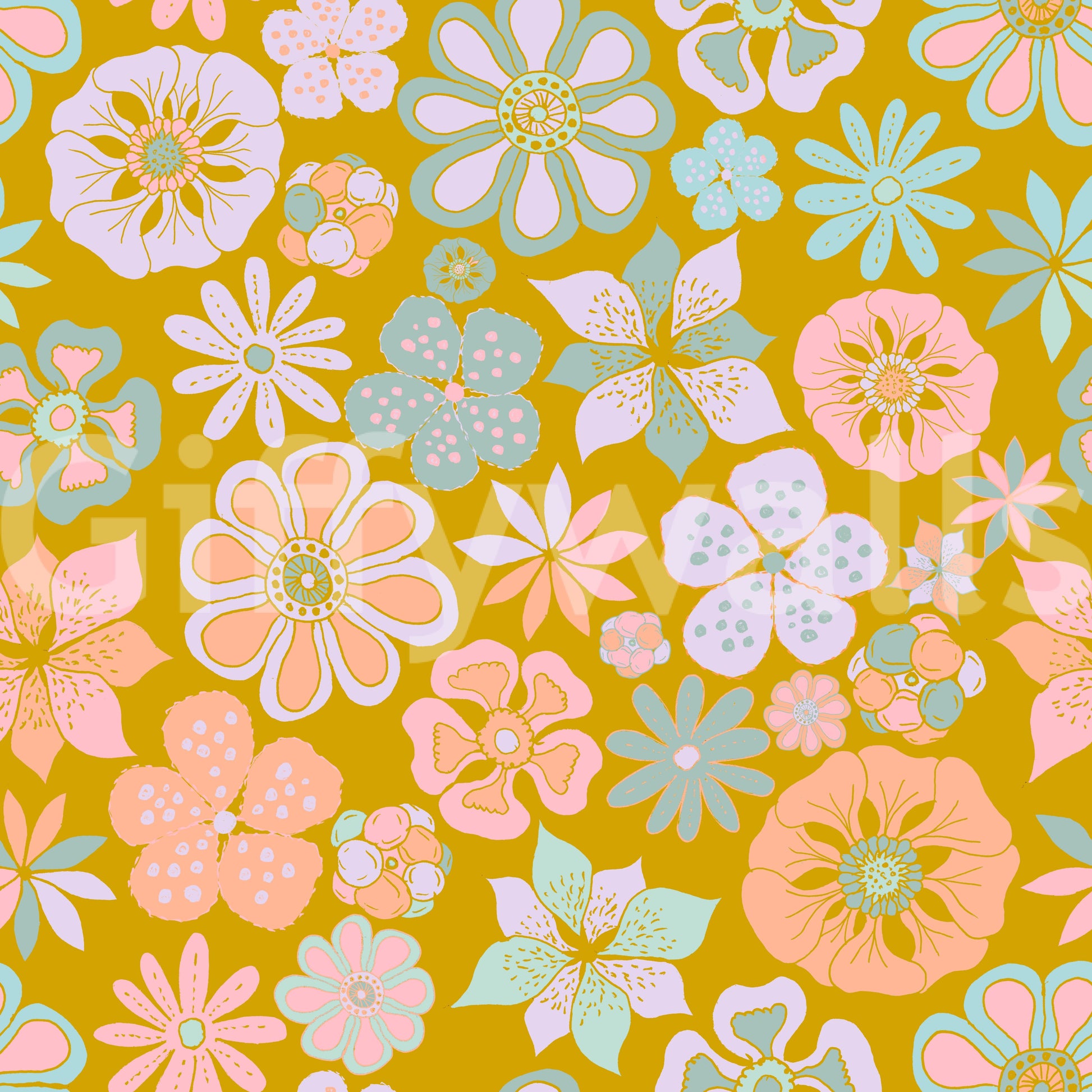 Unique floral wallpaper with a creative twist.

