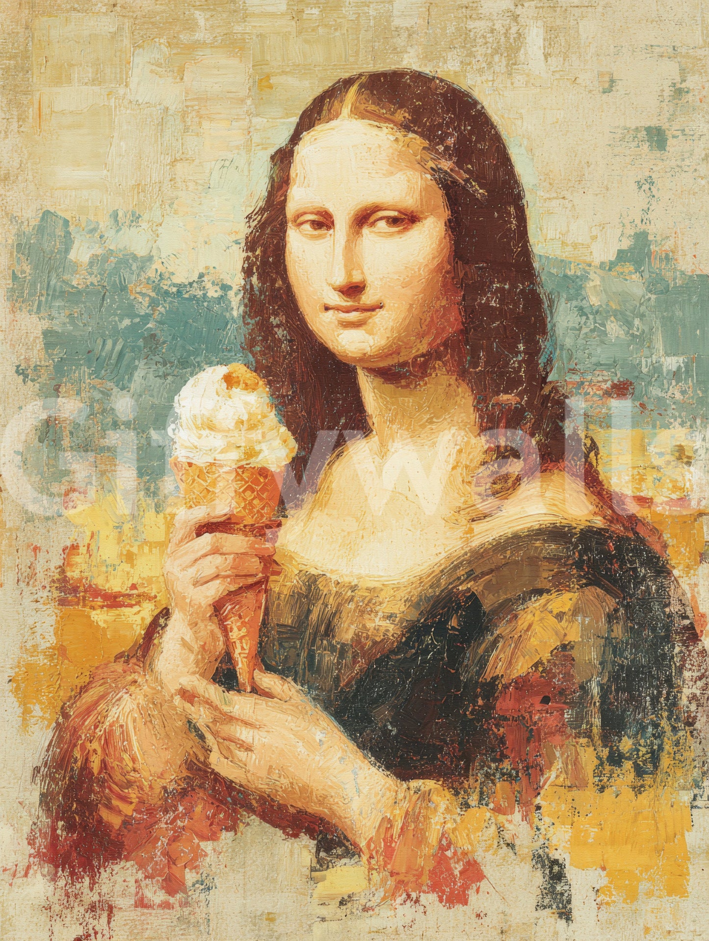 artistic and humorous portrait mural

