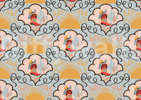 The aesthetic is a lighthearted Wild West scene.

