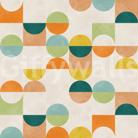 The Mid-Century Modern Shapes mural makes a timeless and cheerful statement.

