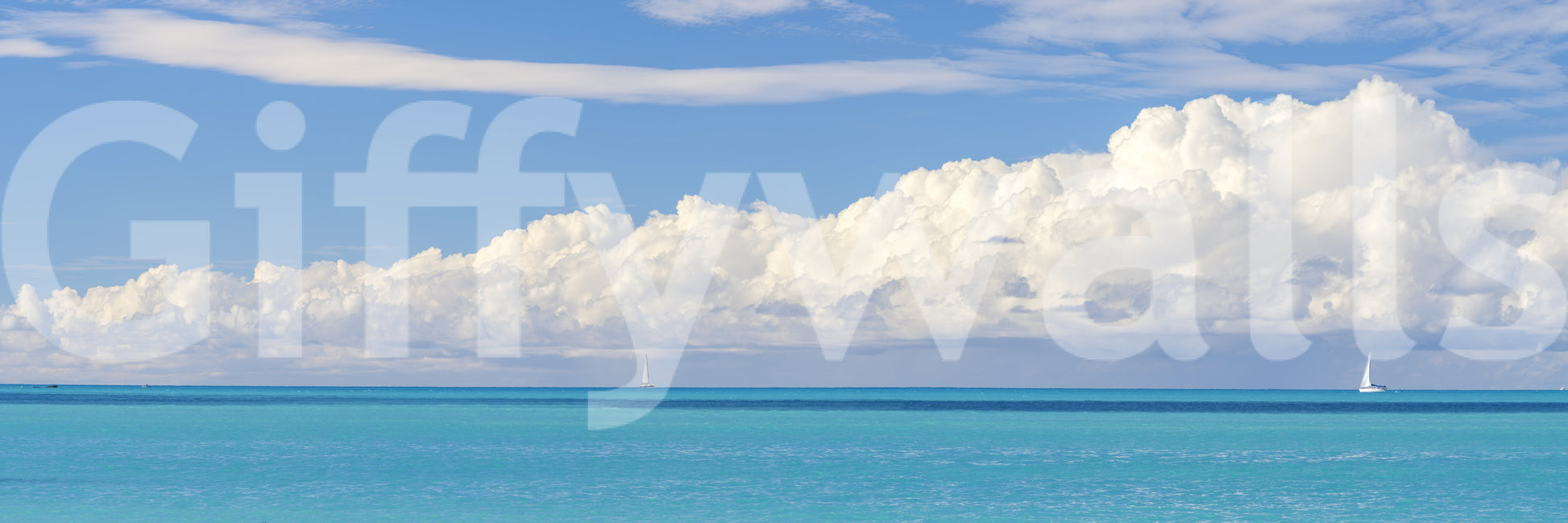 It's a picturesque view of the sea.

