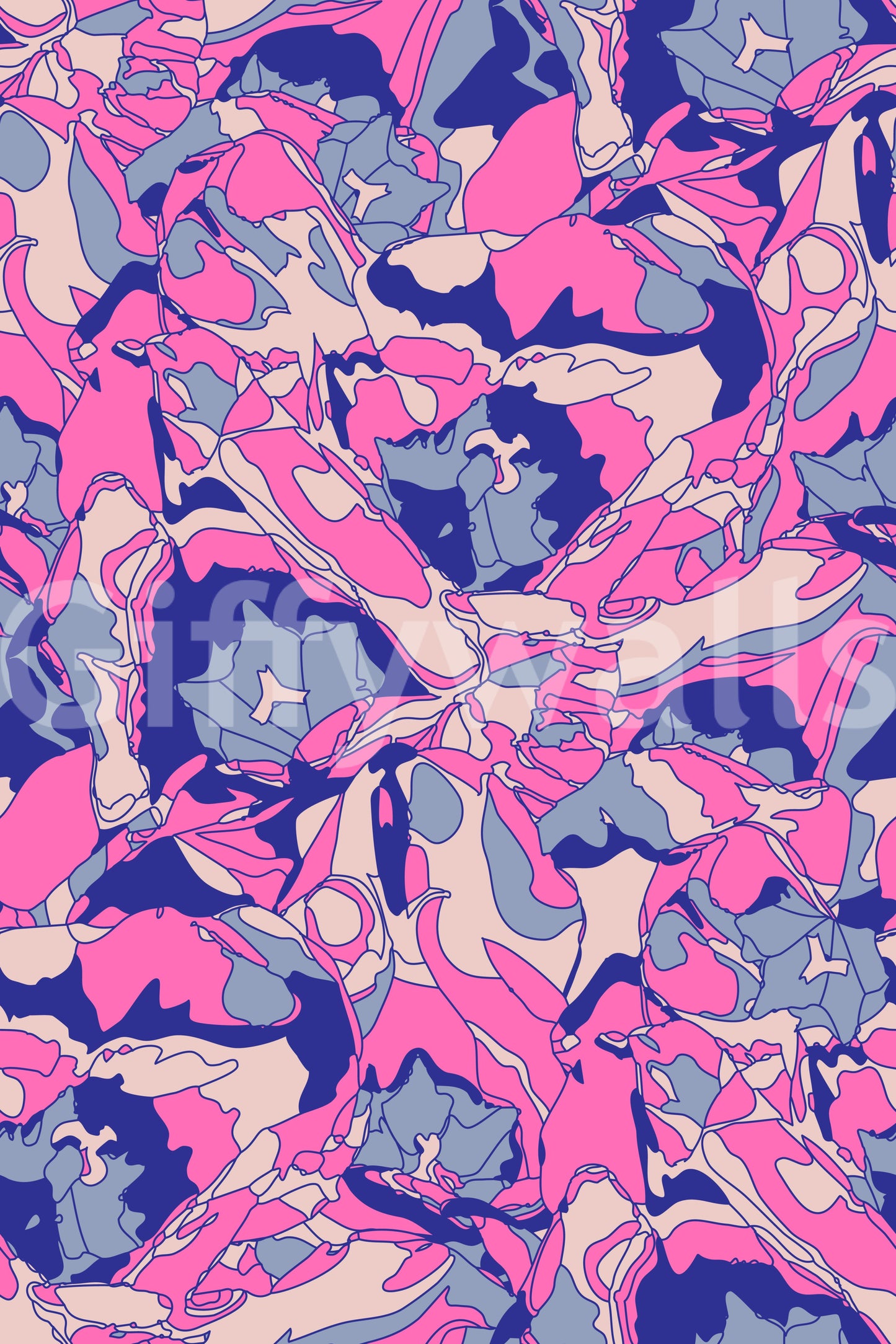 The mural extends across the entire wall, creating a dynamic backdrop.

