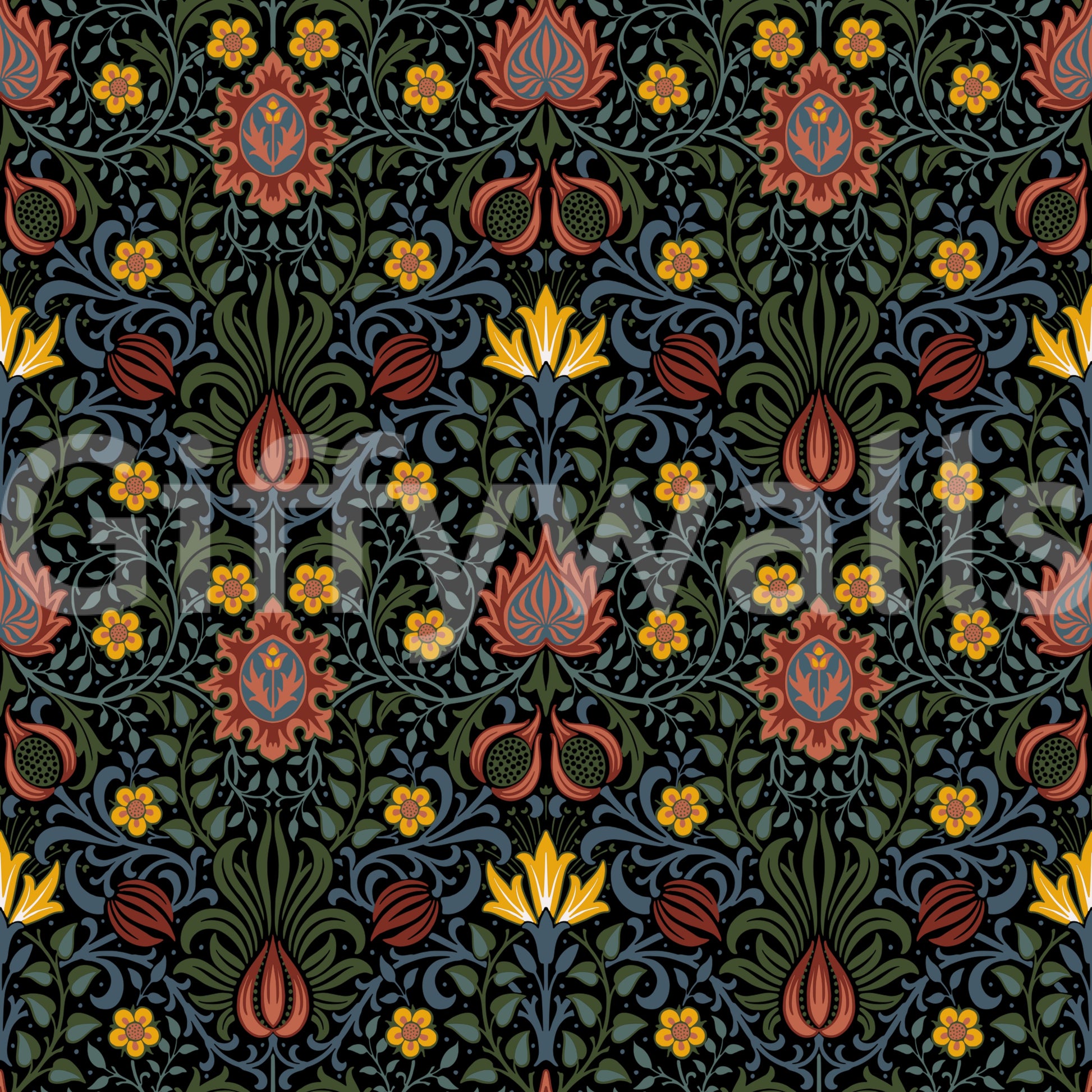 The wallpaper has a smooth, non-reflective matte finish.