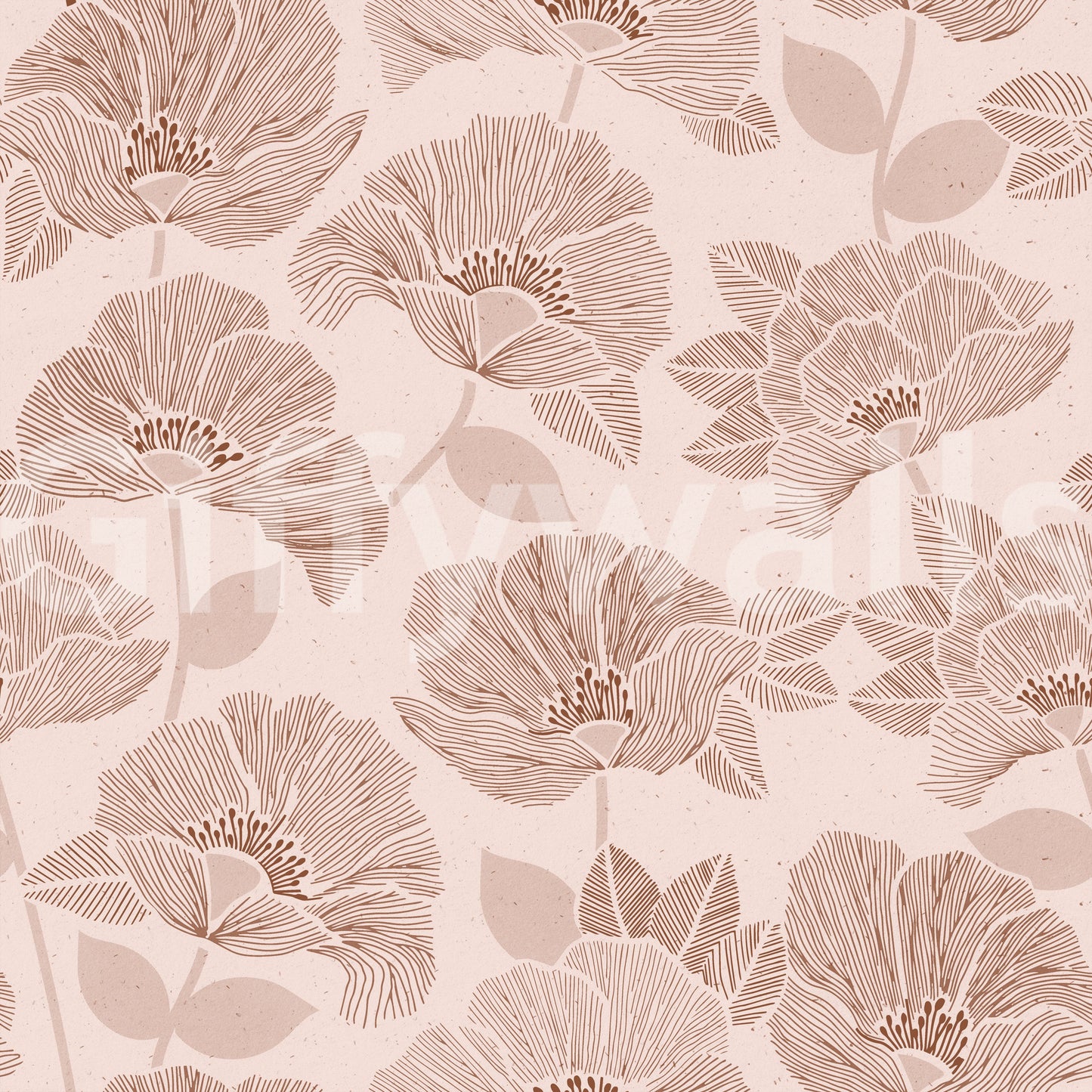 Brown Floral Block Wallpaper⁠