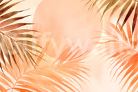 A seamless pattern of palm trees and colors on a wall

