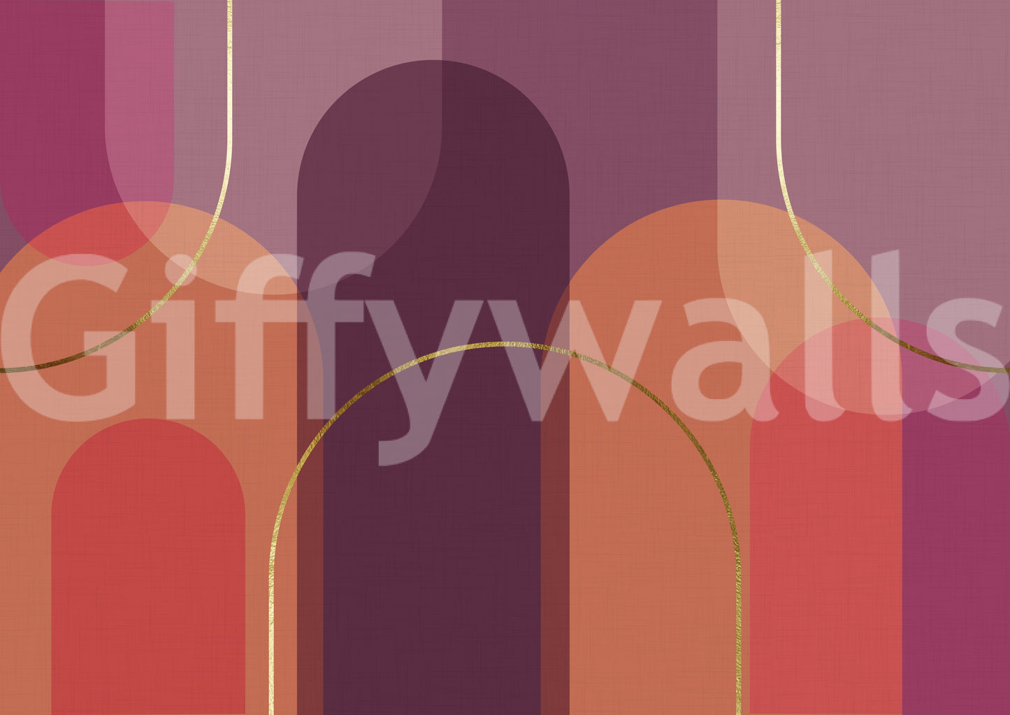 A seamless pattern of sunset-colored curves on a wall

