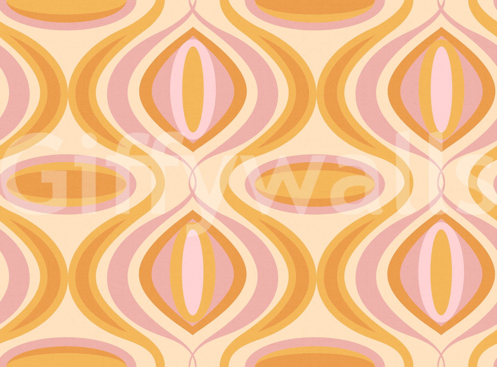 A seamless pattern of orange and pink lines on a wall

