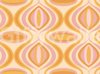 A seamless pattern of orange and pink lines on a wall

