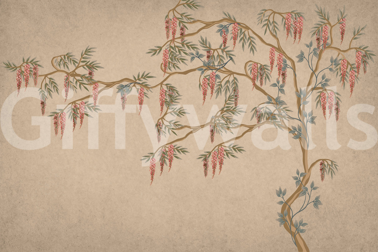 The style is a soft-focus illustration or a painterly design.

