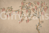 The style is a soft-focus illustration or a painterly design.

