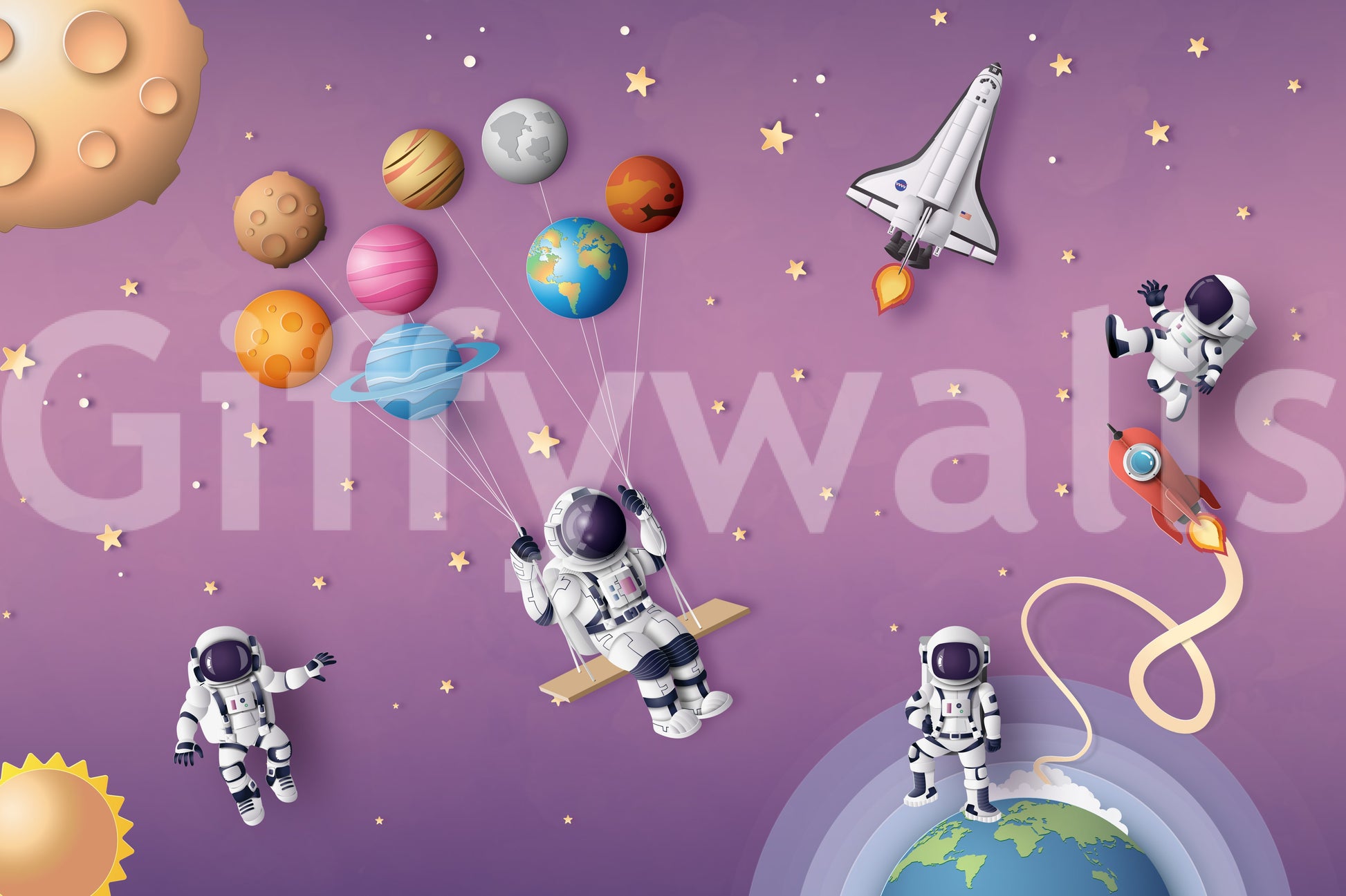 The style is a soft-focus illustration or a painterly design.

