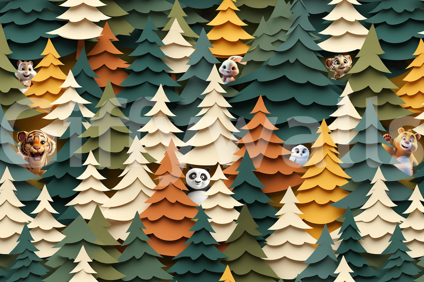 Woodland Peek-a-Boo Wall Mural