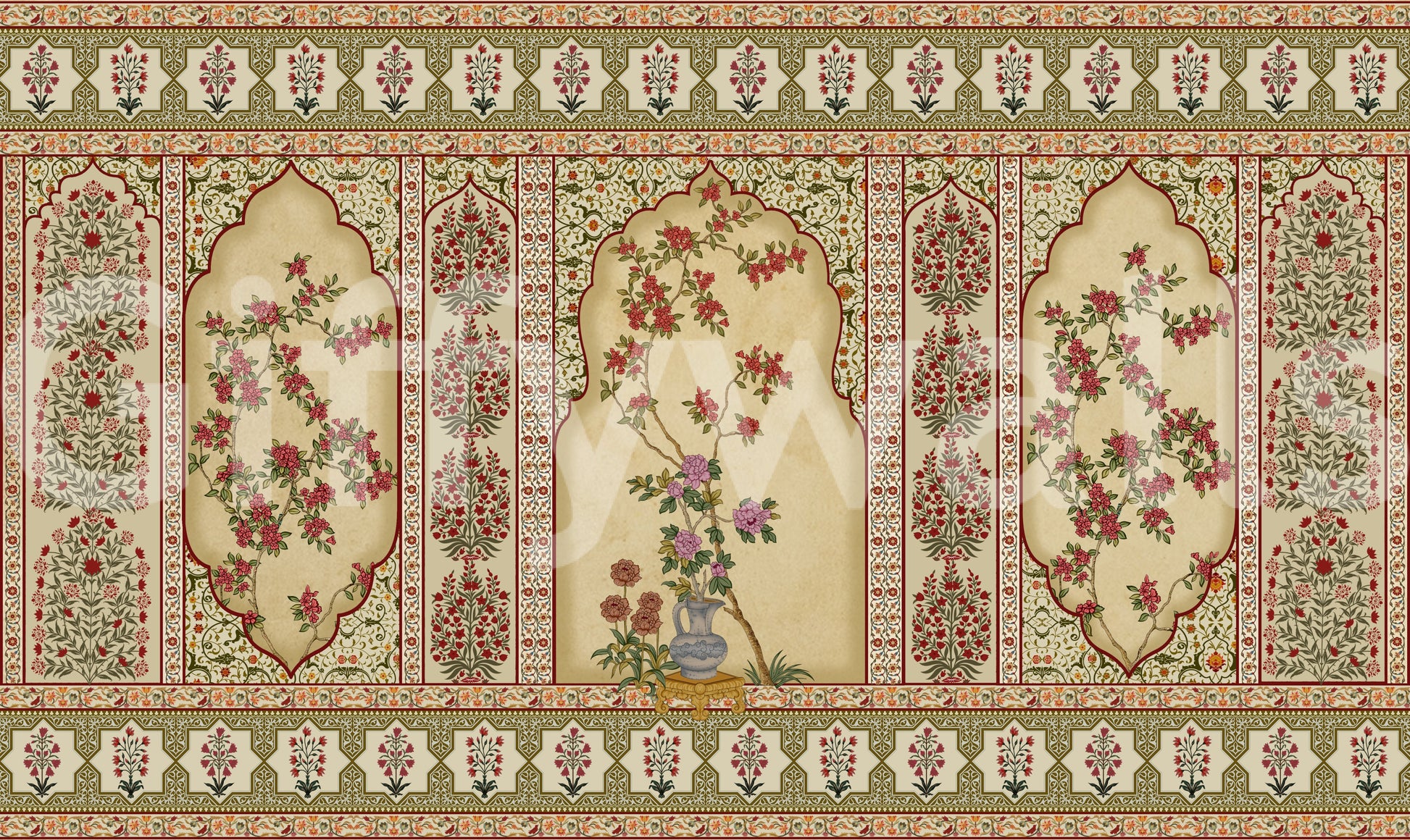 The style is a soft-focus illustration or a painterly design.

