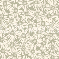 The flowing, whimsical pattern of the daisies on the wall.







