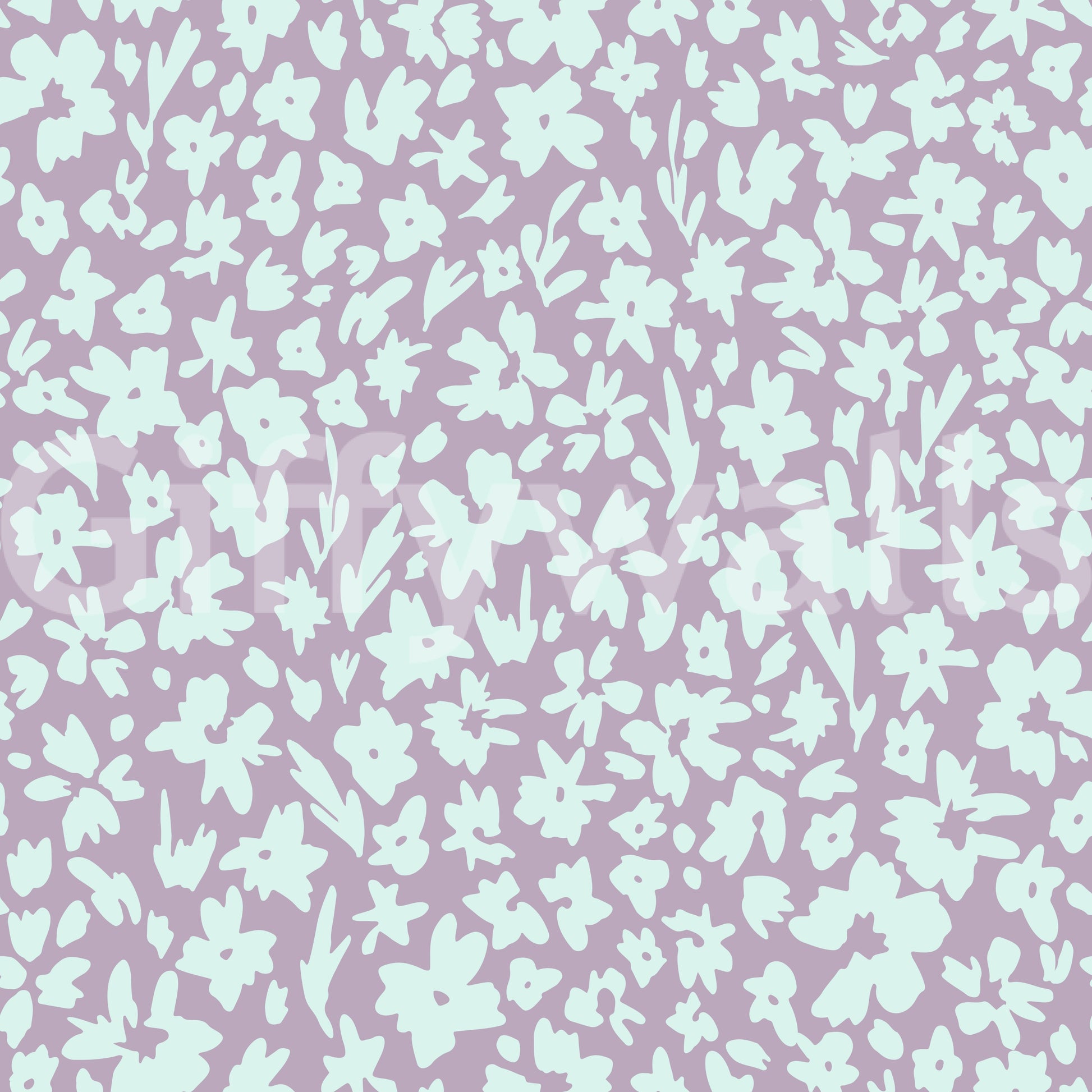 A seamless pattern of sketched flowers on a wall

