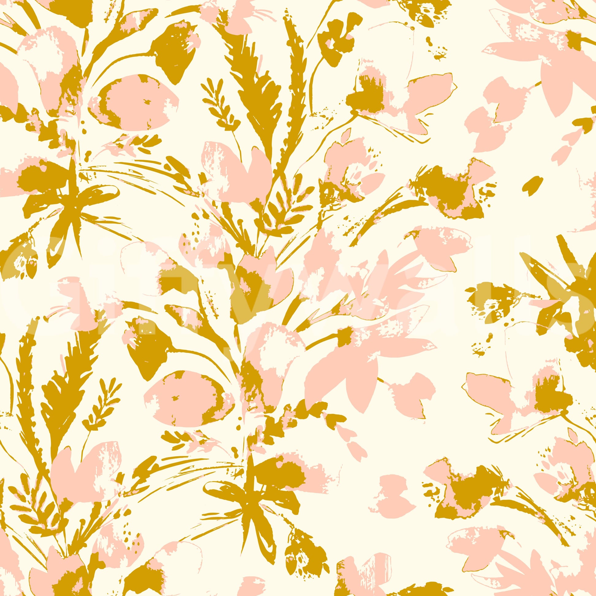 A seamless pattern of summer flowers on a wall

